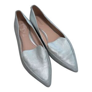 Taryn Rose Women's Faye Silver Leather  Slip On Point Toe Loafer Flats